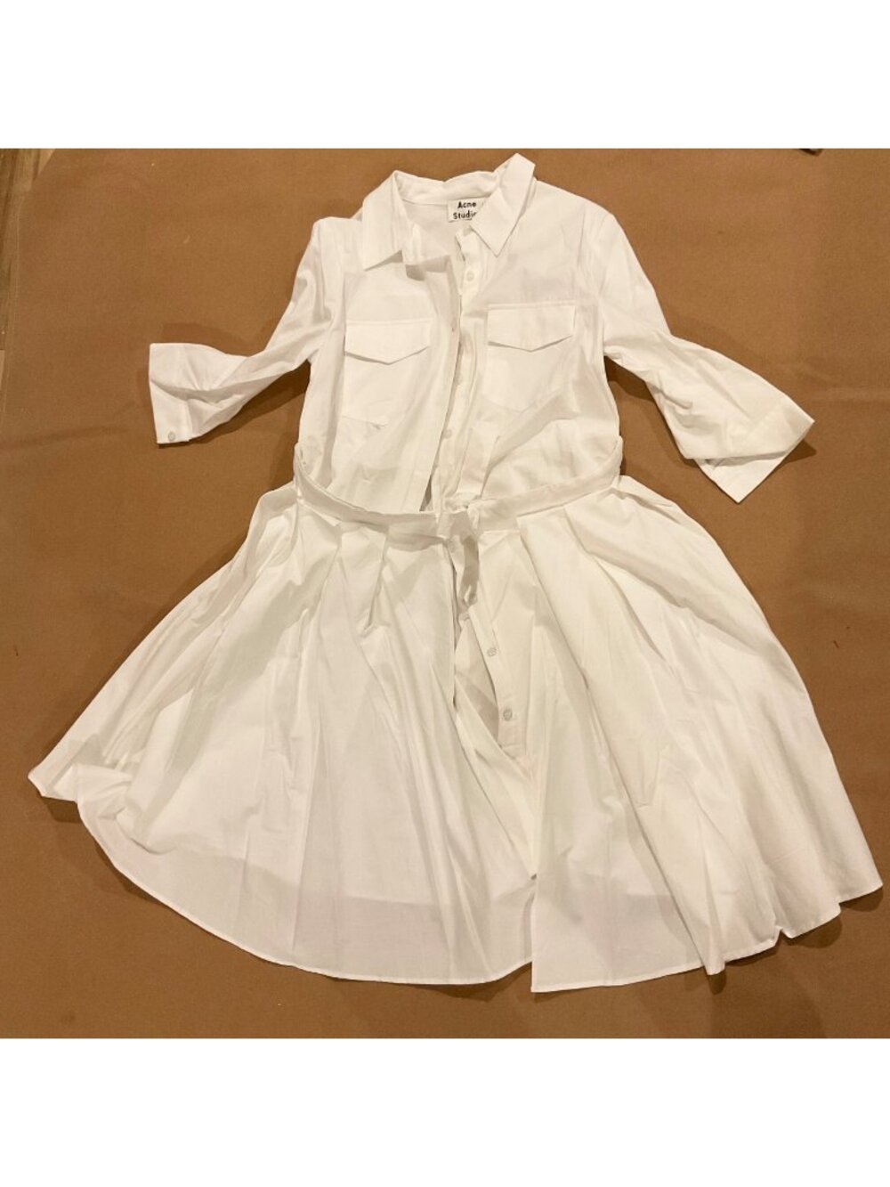 NWOT acne studios gathered waist shirt midi dress 2way white cotton SZS bust37